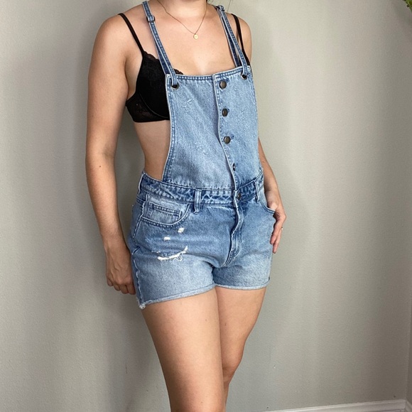 Tinseltown Pants - Tinsle Town Denim Overall Shorts Size Large